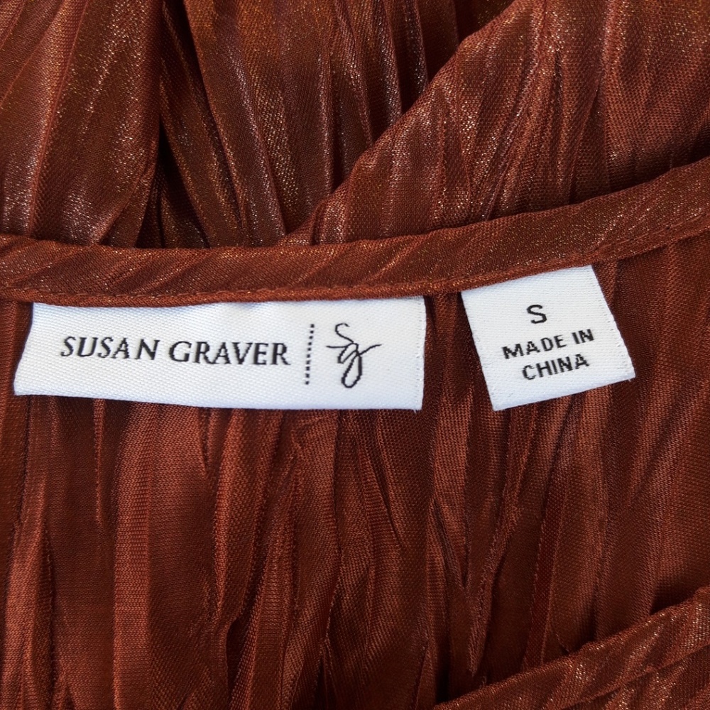 Susan Graver Tank Top Copper Crinkle Shimmer S - Picture 5 of 6